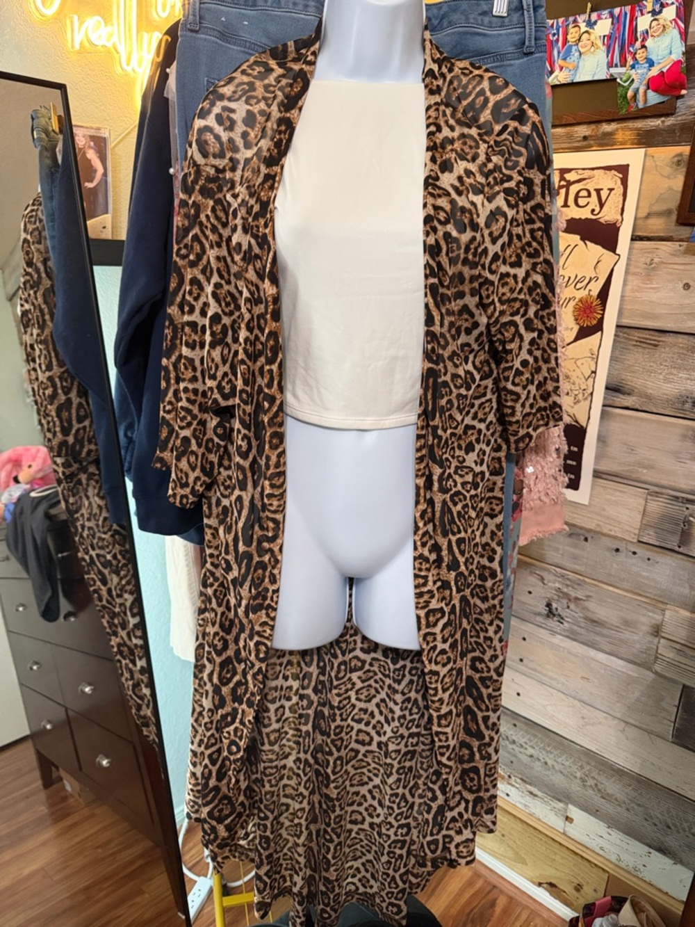 Crazy Train Leopard Print Open Cardigan in Tan and Black